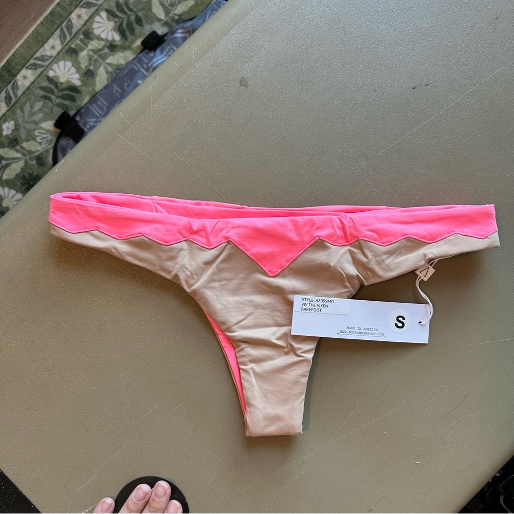 Boys & Arrows Viv the Vixen Neon Pink and Tan Bikini Bottom